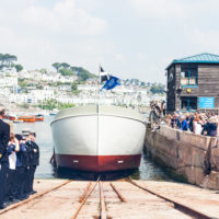 Thames barge Blue Mermaid II. is launched in Cornwall.