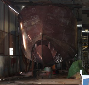 12m trawler being plated at C Toms & Son